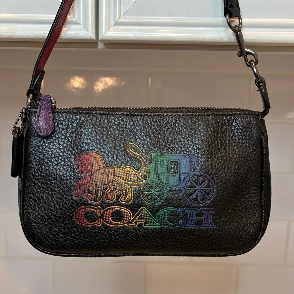 Coach Bag Mini Purse Handbag Leather Nolita 19 Horse & Carriage Rainbow Pebbled - Picture 2 of 15
